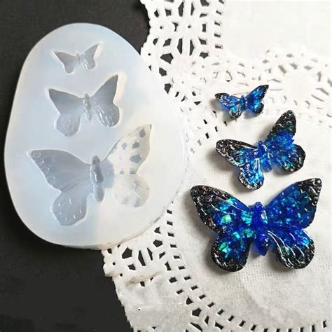 3 Cavity Shiny Butterfly Silicone Mold Resin Uv Resin Etsy