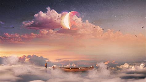 Boat Stars Planet Fantasy Art Wallpaper 3840x2160 Full Credits To U