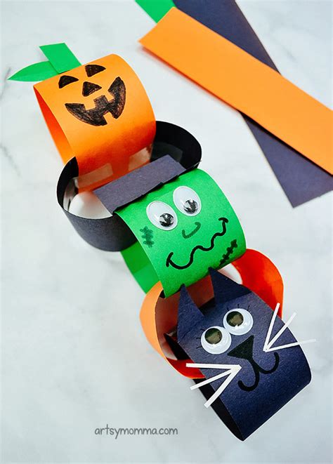 Easy Paper Chain Halloween Decoration For Kids To Make - Artsy Momma