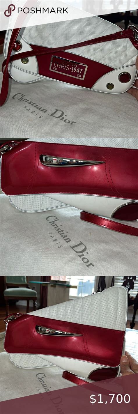 Christian Dior Montaigne Cadillac Saddle Bag In Cherry And White