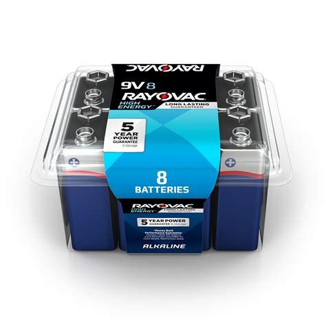 Rayovac High Energy 9v Batteries 8 Pack Alkaline 9 Volt Batteries