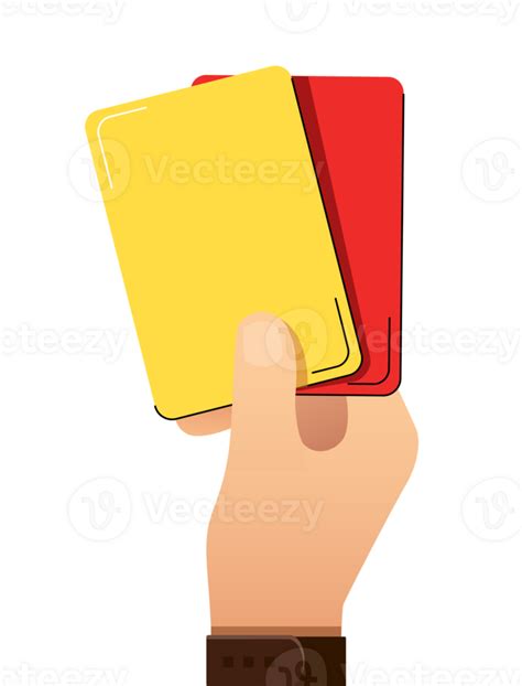 Soccer Referees Hand With Red And Yellow Card 30920646 Png