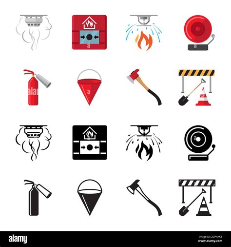 Fire Safety Flat Icons Vector Of Set Illustration Of Fire Safety