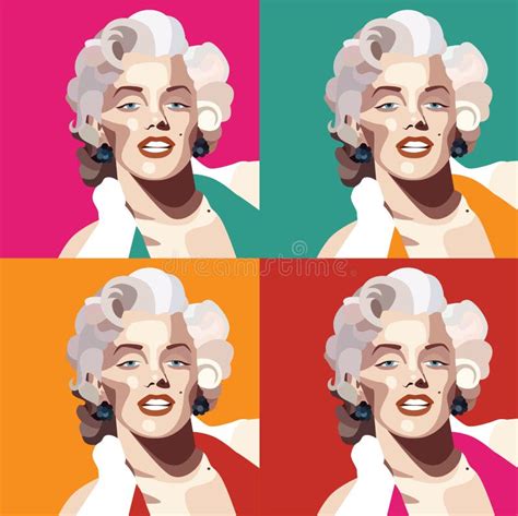 Marilyn Monroe Colorida Vetor Ilustração Pop Art Style Andy Warhol Foto