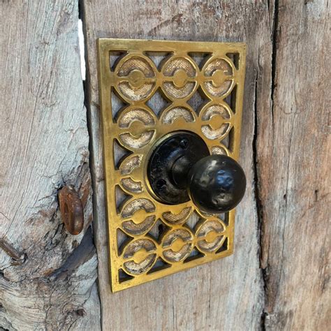 Fabulous Patinated Brass Bronze Door Knob Backplate Set Modern Op Art Design 60s At 1stdibs