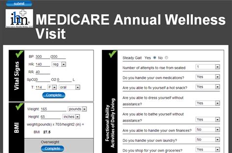 Printable Annual Wellness Visit Template