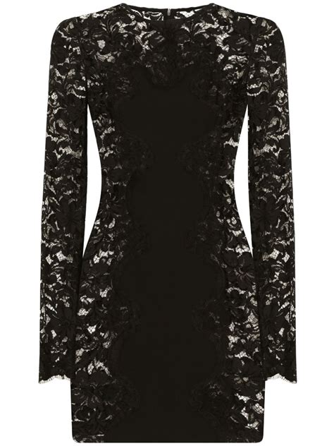 Dolce And Gabbana Semi Sheer Lace Minidress Black Farfetch