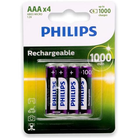 Pilha Recarregável Philips AAA 4 1000MAH