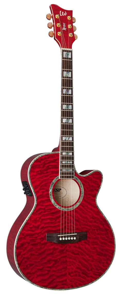 Esp Ltd Ac30eqm Xtone Quilted Maple Top Acoustic Guitar See Thru Red Finish Xac30eqmstr