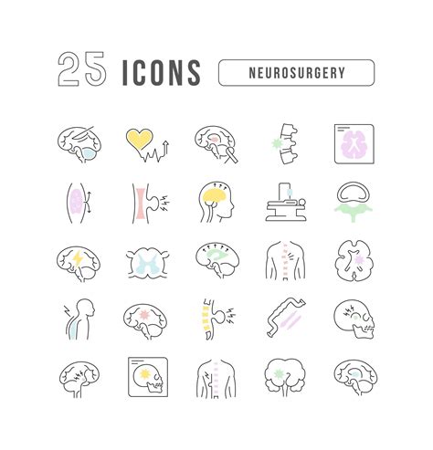 Set Of Linear Icons Of Neurosurgery Vector Art At Vecteezy