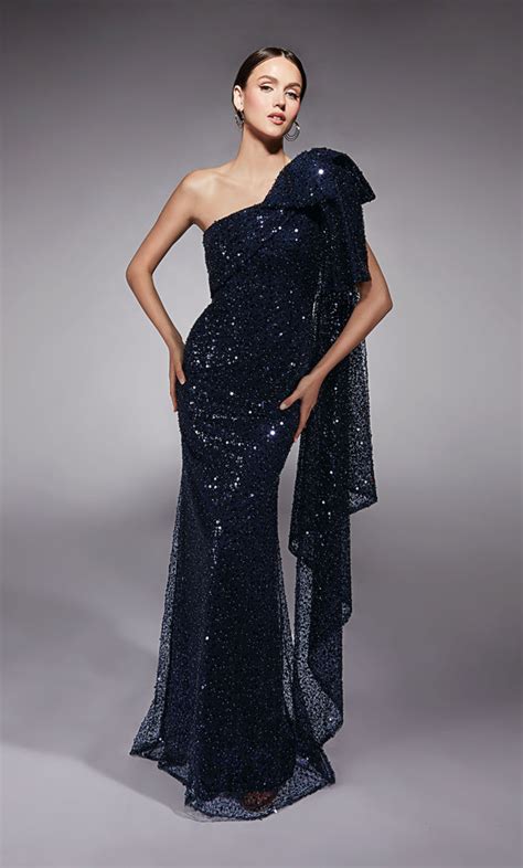 Formal Dress 27771 Long One Shoulder Straight Closed Back Alyce