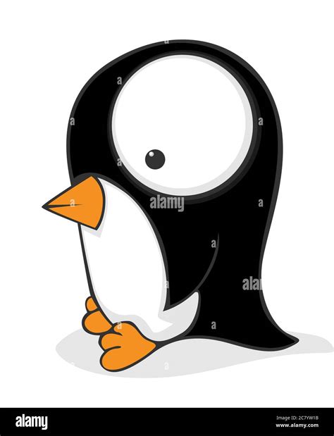 Cute and funny cartoon penguin with huge eyes Stock Photo - Alamy