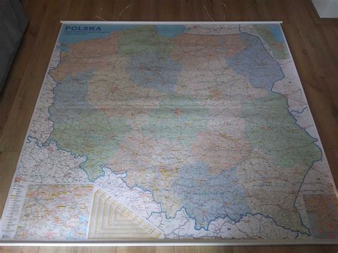 Duża mapa administracyjna drogowa polski na ścianę Polska 200 cm 2 m