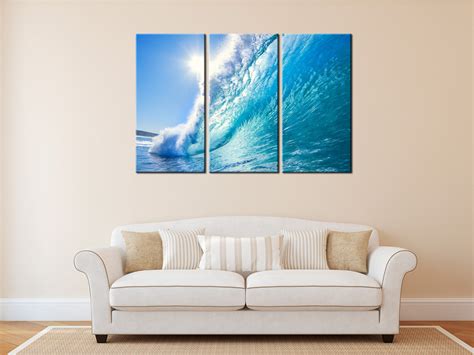 Tableau Toile Triptyque Grosse Vague Vente De Tableaux En Ligne