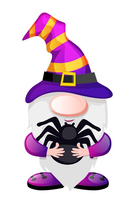 Halloween Gnome With Black Spider For Halloween Day Png