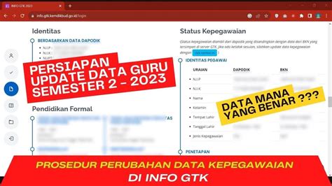 Cara Update Identitas Kepegawaian Untuk Proses Validasi Tpg Semester