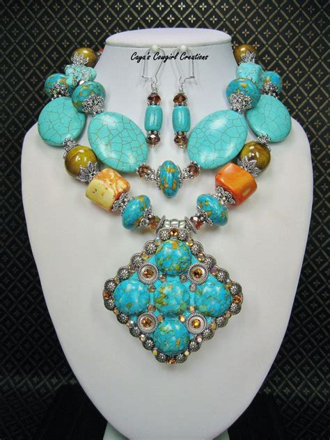 Howlite Turquoise Cowgirl Necklace Set Western Cowgirl Etsy