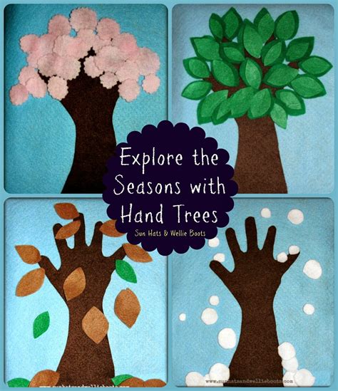 Sun Hats And Wellie Boots Felt Hand Trees Exploring The 4 Seasons