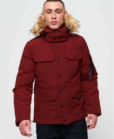 Men's - Premium Hideout Down Jacket in Red | Superdry UK