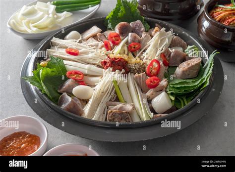 Korean Food Dish Boiled Pork Set Boiled Pork Sundae Beef Bone Soup