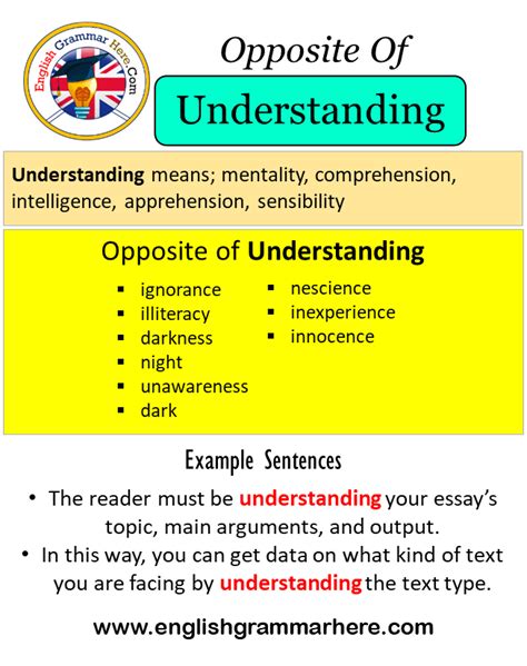 Opposite Of Understanding Antonyms Of Understanding Meaning And Example Sentences English