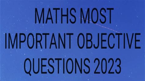 Class Th Maths Most Important Objective Questions Bihar Bord