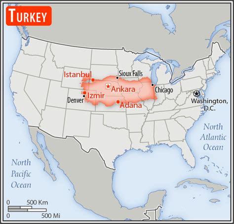 Turkey Compared To The US Map From CIA World Maps On The Web