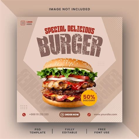 Premium PSD Special Delicious Burger Social Media Instagram Post Template