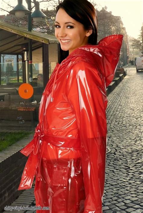 Red Pvc Imperm Able Transparent Mode Pluie Veste De Pluie