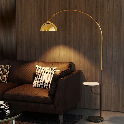 Modern Simple Iron Floor Lamp Dome Shade Floor Light With Tea Table For