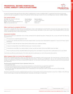 Fillable Online SA FORM PRUDENTIAL INCOME PORTFOLIOS LIVING ANNUITY