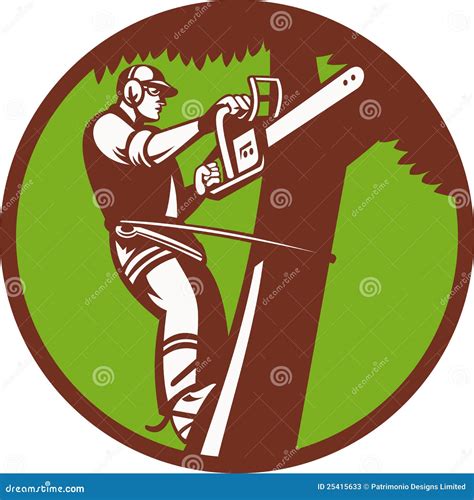 Arborist Tree Surgeon Trimmer Pruner Stock Illustration Illustration