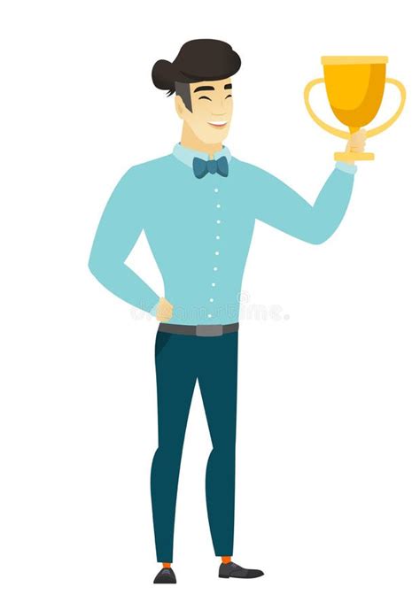 Asian Business Man Holding Trophy Stock Illustrations 41 Asian