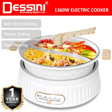 Dessini Italy Electric Cooker Hot Pot Steamboat Casserole Non Stick Frying Wok Pan Rice Cooker