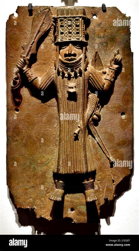 King Ozulua 16th 17th Century Bronze Brass Plaque Showing The Oba