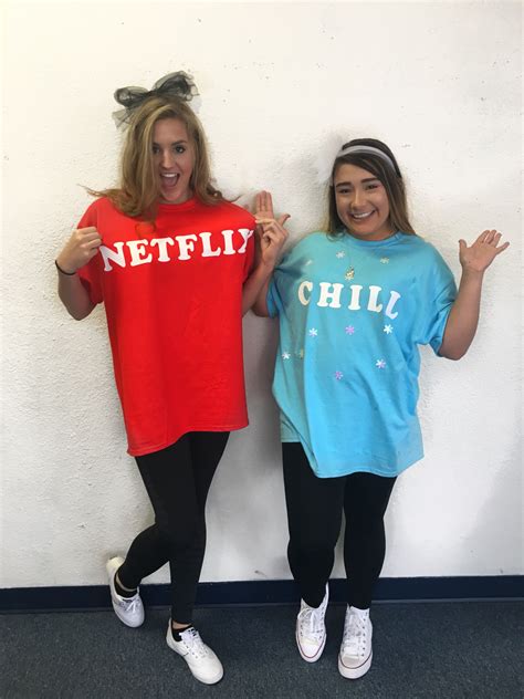 Netflix and chill Halloween costume | Diy shirt, Halloween costumes, 2 people costumes