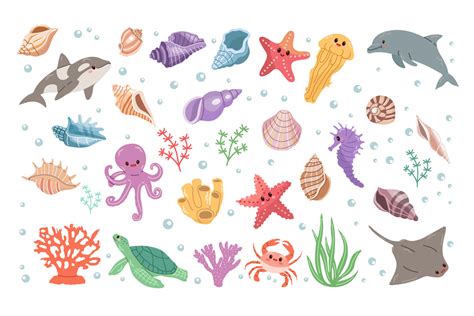 Sea Animals. Hand-drawn Sea Life Graphic by mazaevamaria1983 · Creative Fabrica