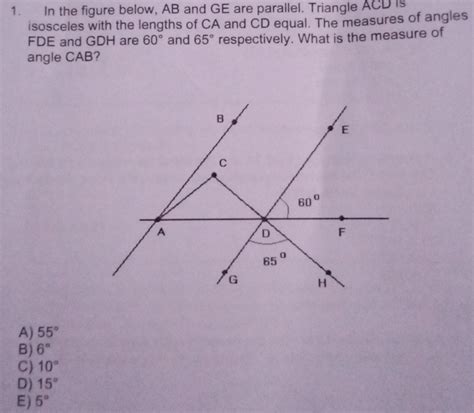 1 In The Figure Below AB And GE Are Parallel Tr Gauthmath