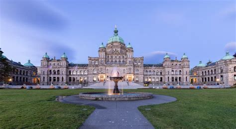 Legislative Assembly of British Columbia in the Capital City during Colorful Sunrise. Stock ...