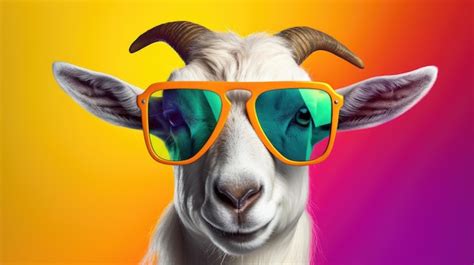 Premium AI Image Cool Goat With Sunglasses