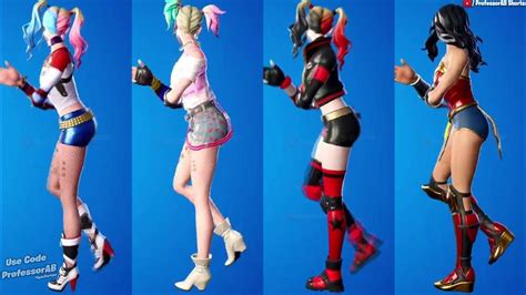 Fortnite Build Up Tiktok Emote With Harley Quinn Wonder Woman Skins