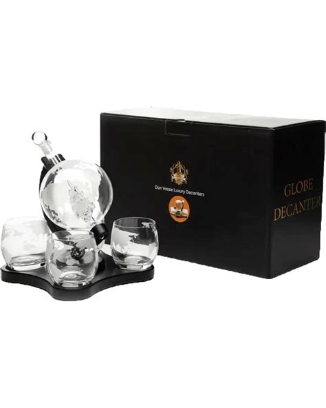 Buy Don Vassie Globe Decanter With 4 Glasses And Squircle Wooden Base 850ml Online Low Prices