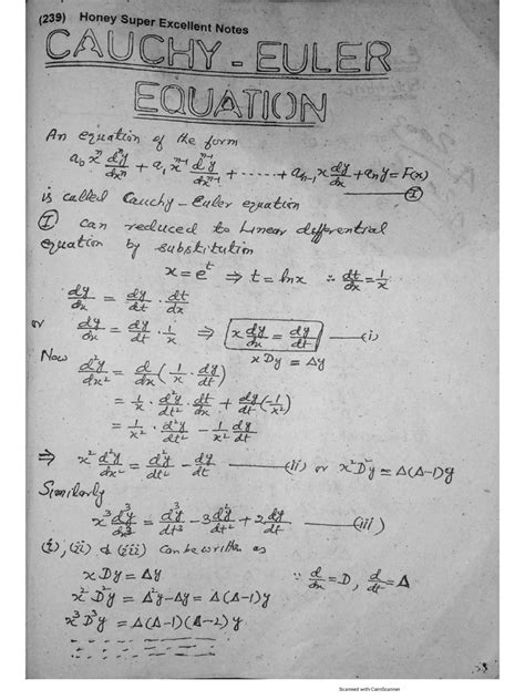 Cauchy Euler Equation | PDF