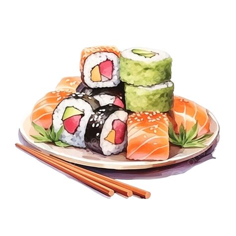 Acuarela Sushi Cocina Japonesa Png Acuarela Japonés Cocina Png