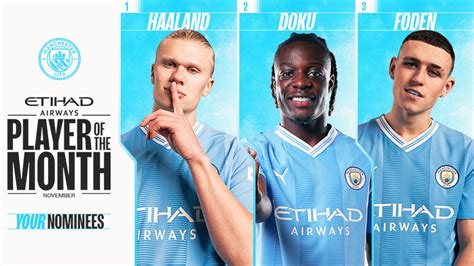 Etihad Player Of The Month November Nominees