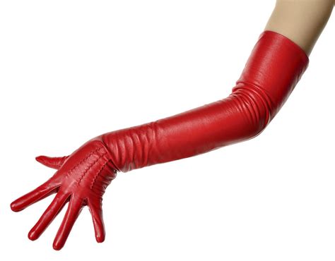 Long Lipstick Red Leather Opera Gloves Vintage Pattern Button Wrist Etsy Gloves Vintage Red