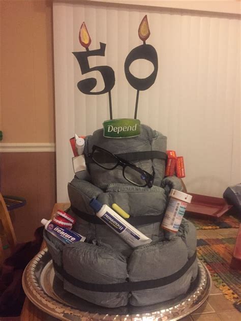 50th Birthday Diaper Cake Made From Depends Great Gag T In 2024