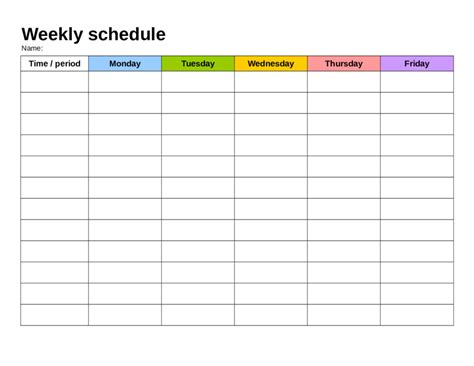 Fillable Weekly Schedule Template - Printable Online