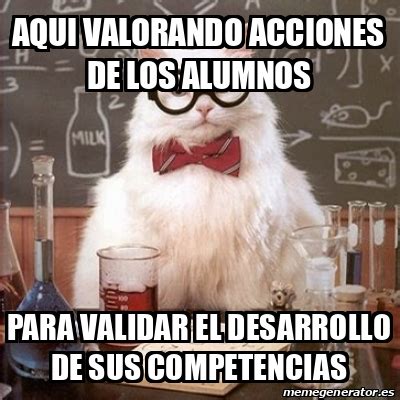 Meme Chemistry Cat Aqui Valorando Acciones De Los Alumnos Para