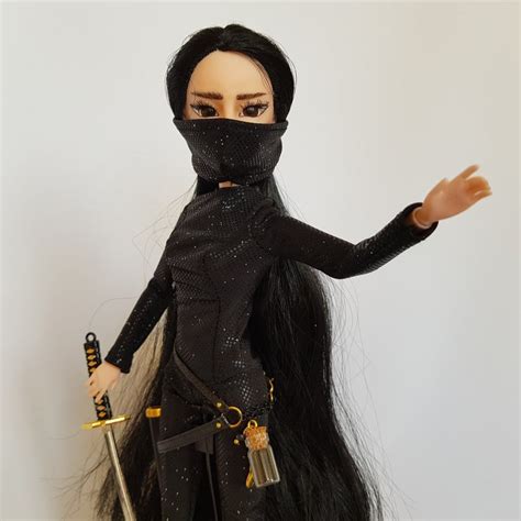 Doll Female Assassin Ninja With A Sword In Black Overalls And Etsy